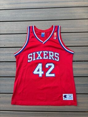Vintage Philadelphia 76ers Jerry Stackhouse Champion Gold Logo Jersey Men’s 44